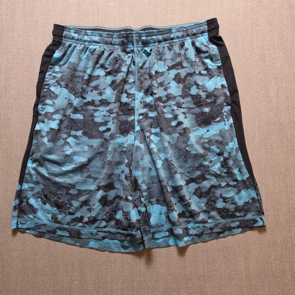 Under Armour Athletic Shorts Men XL Blue Camo Loose Fit Gym Training